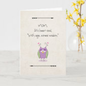 Carte Mother's Day for Maman With Age Comes Wisdom Owl (Fleur jaune)