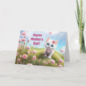Carte Mothers Day General with Cute White Kitten  (Devant)