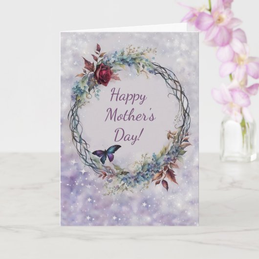 Carte Mothers Day General with Pretty Wreath Butterfly  (Orchidée)