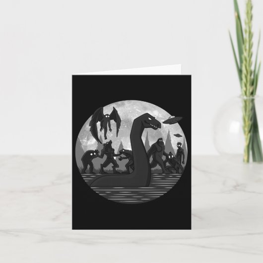 Carte Mothman Bigfoot Loch Ness Monster Aliens Ufo Fun C (Devant)