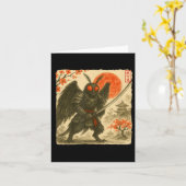 Carte Mothman Samurai Japanese Warrior Costume Sumi-e Ar (Fleur jaune)