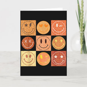 Carte Motif à carreaux visage heureux léopard rétro F