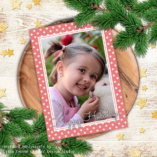 Carte Motif À petits pois blanc personnalisé Rose rose