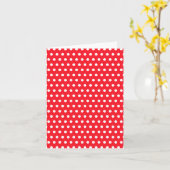 Carte Motif à points Polka rouge et blanc. Spotty. (Fleur jaune)