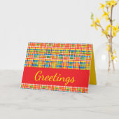 Carte Motif Abstrait à Carreaux Multicolore (Fleur jaune)