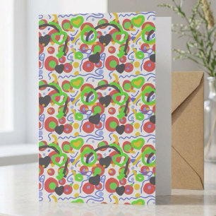 Carte Motif abstrait de gribouillis pop rétro de couleur