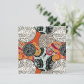 Carte Motif Abstrait Rétro Tourbillonnant Vibrations Jap (Debout devant)