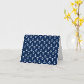 Carte Motif Ancres bleues (Fleur jaune)