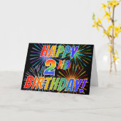 Carte Motif arc-en-ciel "HEUREUX 2E ANNIVERSAIRE !" + Fe (Fleur jaune)
