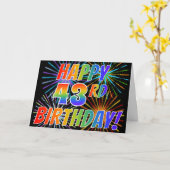 Carte Motif arc-en-ciel "HEUREUX 43ÈME ANNIVERSAIRE !" + (Fleur jaune)