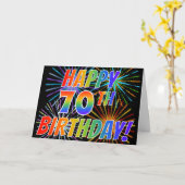 Carte Motif Arc-en-ciel "HEUREUX 70ÈME ANNIVERSAIRE !" + (Fleur jaune)