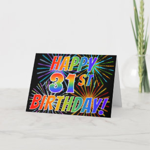 Carte Motif arc-en-ciel "JOYEUX 31e ANNIVERSAIRE !" + Fe