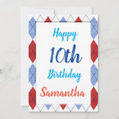 Carte Motif Argyle en rouge et bleu (Devant)