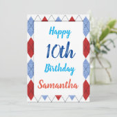 Carte Motif Argyle en rouge et bleu (Debout devant)