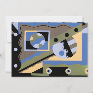 Carte Motif Art Déco vintage Jazz Cubisme Pochoir