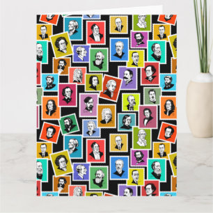 Carte Motif avec portraits des plus grands compositeurs
