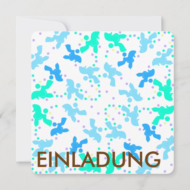 Carte Motif bleu point Caniche (Devant)