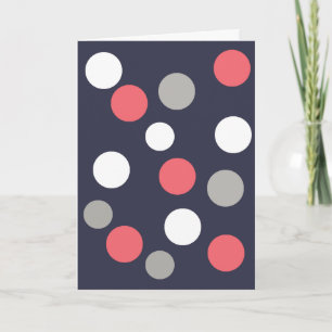 Carte Motif Boules Cercles Gris Blanc Corail Rose