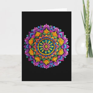 Carte Motif circulaire vibrant zen floral mandala