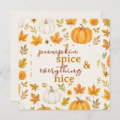 Carte Motif Citrouille mignon | Thanksgiving (Devant / Derrière)