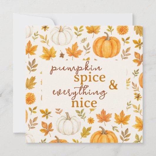 Carte Motif Citrouille mignon | Thanksgiving (Devant)