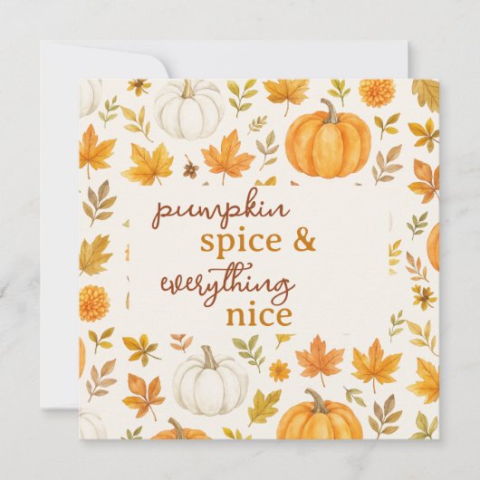 Carte Motif Citrouille mignon | Thanksgiving (Devant)