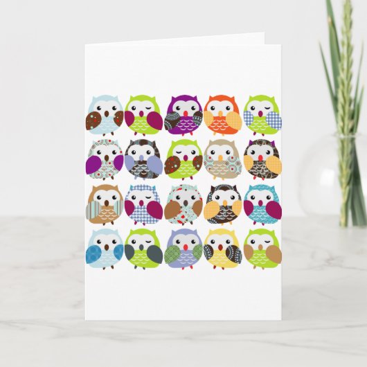 Carte Motif coloré de hibou (Devant)