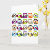 Carte Motif coloré de hibou (Fleur jaune)