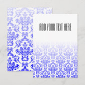 Carte Motif damassé blanc et bleu (Devant / Derrière)