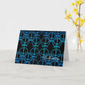 Carte Motif d'ancre nautique bleue (Fleur jaune)