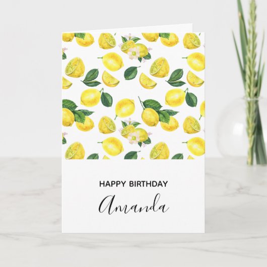 Carte Motif d'aquarelle aux citrons jaunes (Devant)