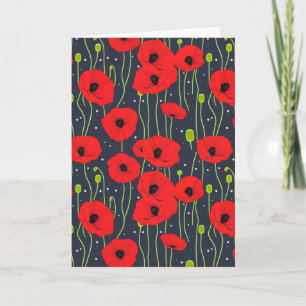 Carte Motif d'art vibrant de coquelicots rouges modernes