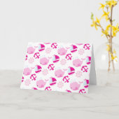 Carte Motif De Baleines, Beaux Baleines, Baleines Roses (Fleur jaune)