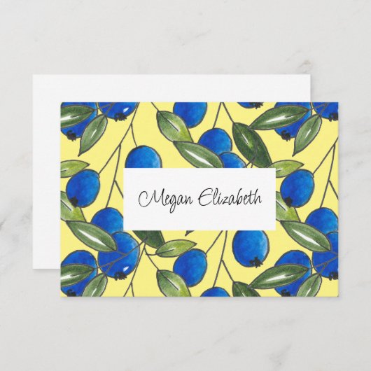 Carte Motif de bleuets à main (Devant / Derrière)