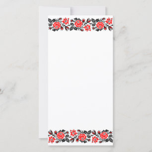 Carte Motif de broderie au point de croix Roses rouges e