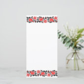 Carte Motif de broderie au point de croix Roses rouges e (Debout devant)