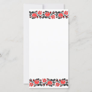 Carte Motif de broderie au point de croix Roses rouges e