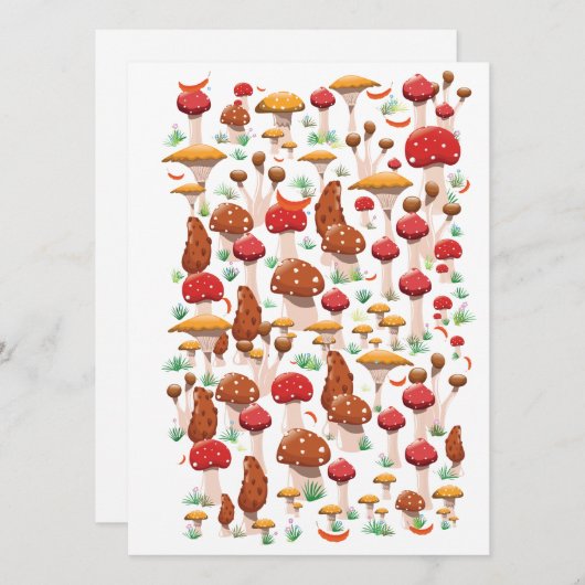 Carte Motif de champignons mignons (Devant / Derrière)