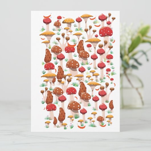Carte Motif de champignons mignons (Debout devant)