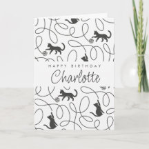 Motif de chat noir joueur pour anniversaire