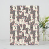 Carte Motif de chats blancs et gris (Debout devant)