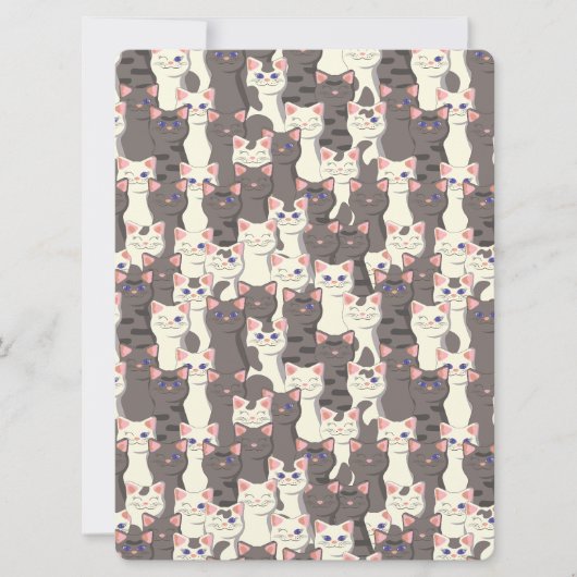 Carte Motif de chats blancs et gris (Devant)