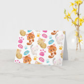 Carte Motif De Chats, Chats Mignons, Kitty, Chatons, Paw (Fleur jaune)