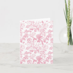 Carte Motif de chinoiserie de roses florales roses et bl