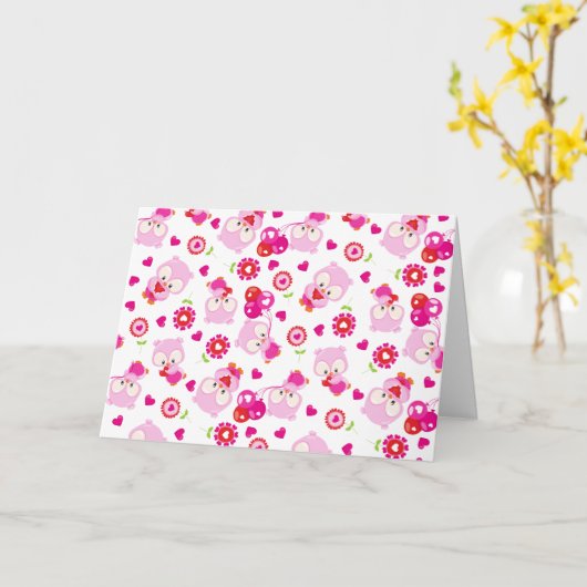 Carte Motif De Chouettes, Chouettes Mignonnes, Chouettes (Fleur jaune)