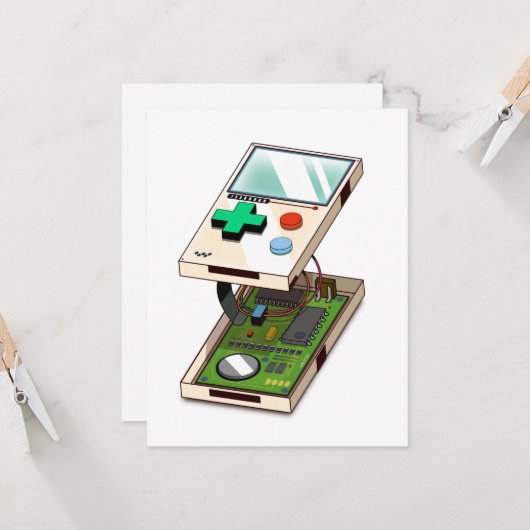 Carte Motif de console de jeu vidéo. (Devant/Arrière en situation)