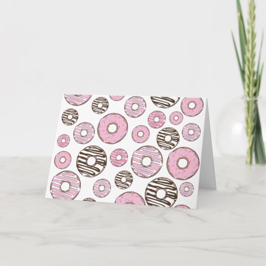 Carte Motif De Donuts, Donuts Roses, Donuts Blancs (Devant)