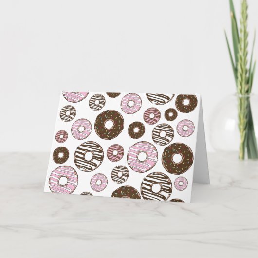 Carte Motif De Donuts, Donuts Roses, Donuts Brown (Devant)