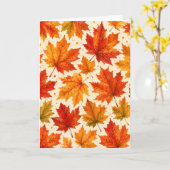 Carte Motif de feuilles d'érable d'automne | Feuille rou (Fleur jaune)