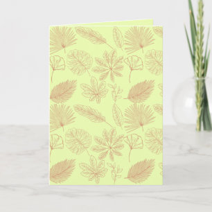Carte Motif de feuilles vert pastel et beige